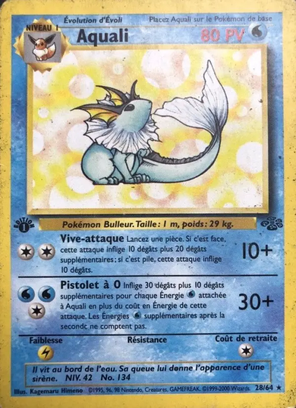 Scan HD carte Pokémon Aquali 28/64 — Jungle