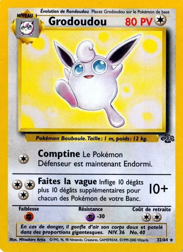 Scan HD carte Pokémon Grodoudou 32/64 — Jungle