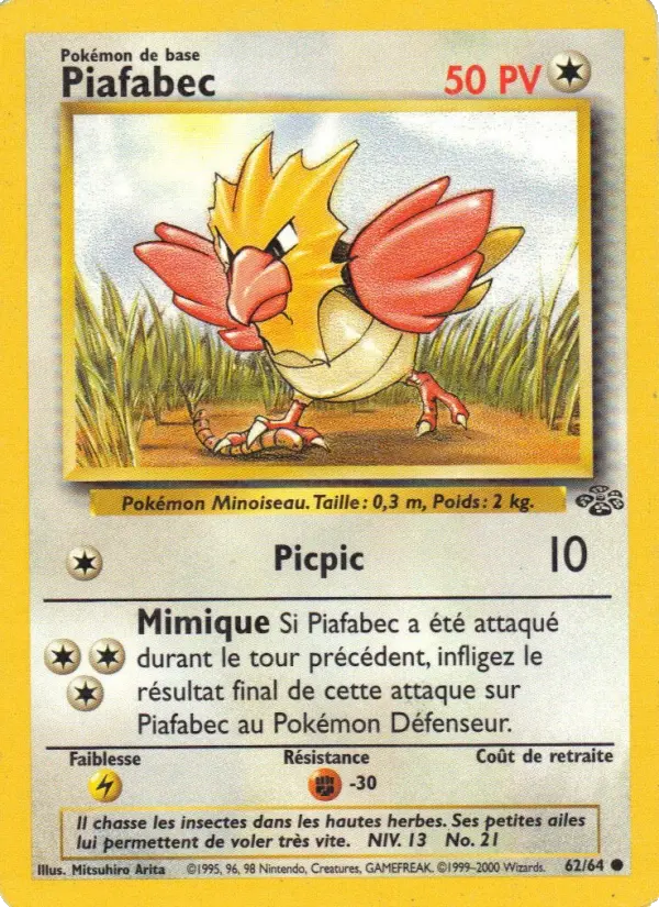 Scan HD carte Pokémon Piafabec 62/64 — Jungle