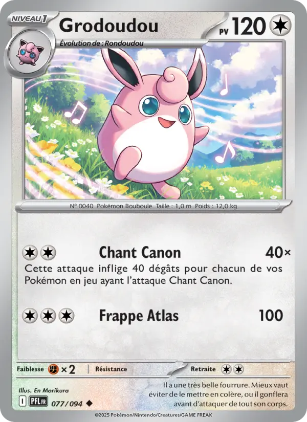 Scan HD carte Pokémon Grodoudou 077/94 — Flammes Fantasmagoriques