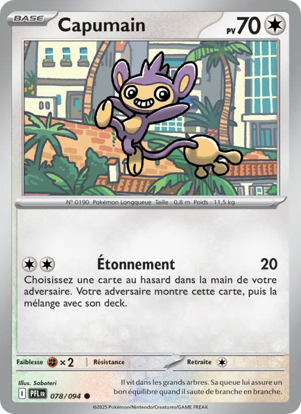 Scan HD carte Pokémon Capumain 078/94 — Flammes Fantasmagoriques