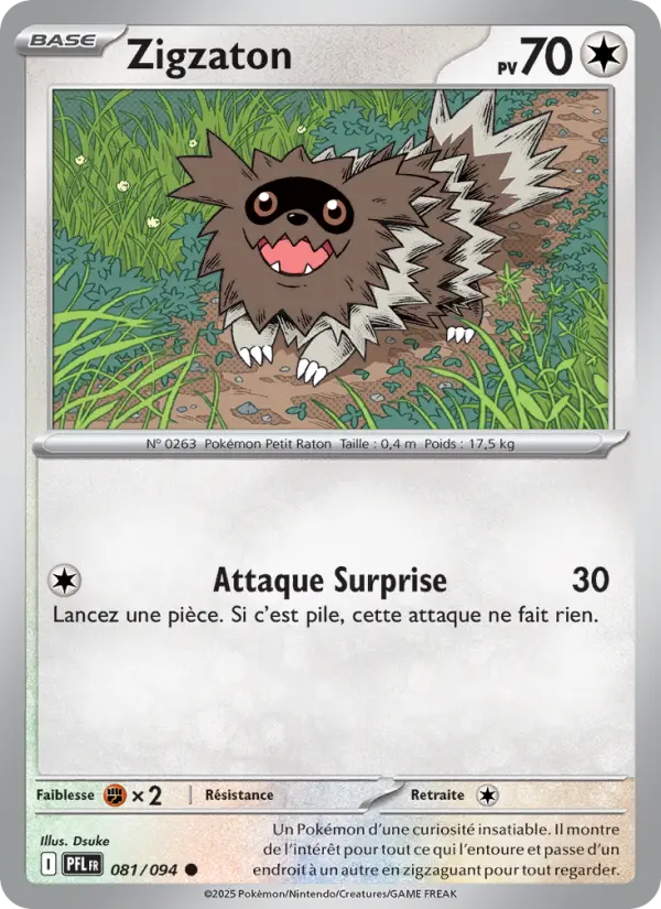 Scan HD carte Pokémon Zigzaton 081/94 — Flammes Fantasmagoriques
