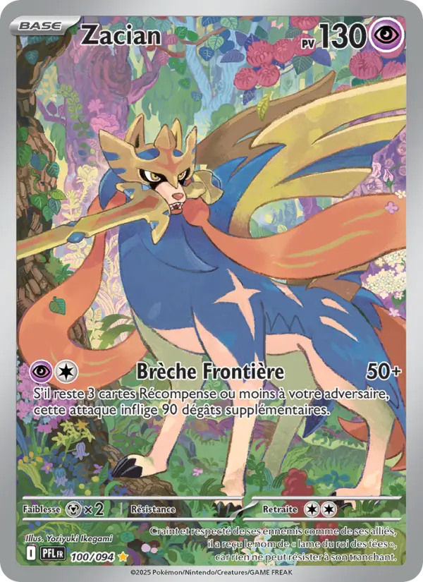 Scan HD carte Pokémon Zacian 100/94 — Flammes Fantasmagoriques