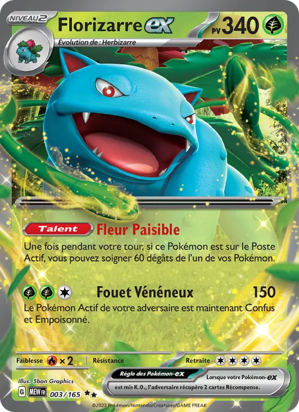 Scan HD carte Pokémon Florizarre-ex 003/165 — 151