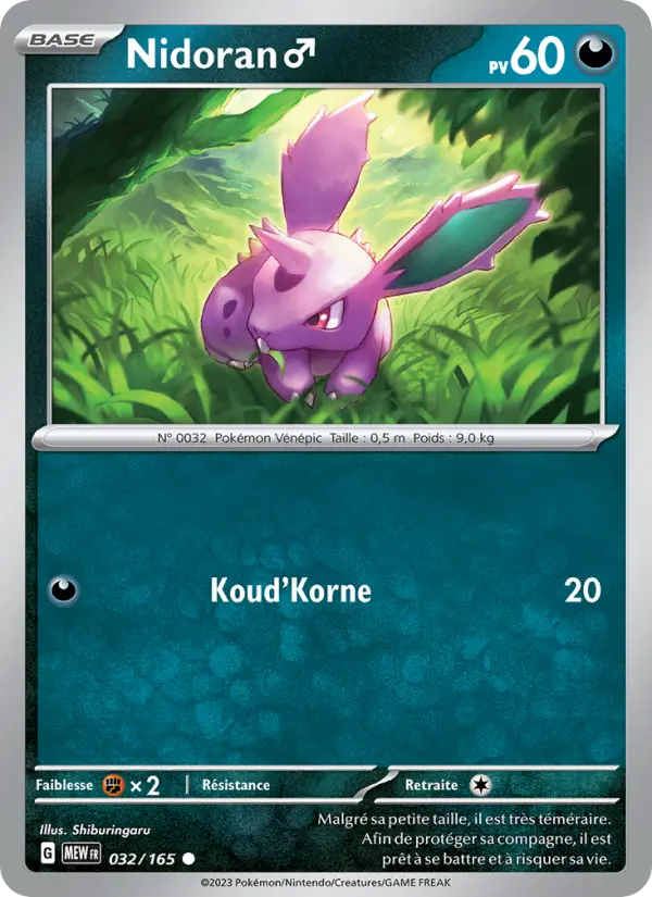 Scan HD carte Pokémon Nidoran♂ 032/165 — 151