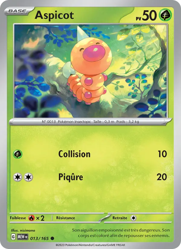 Scan HD carte Pokémon Aspicot 013/165 — 151