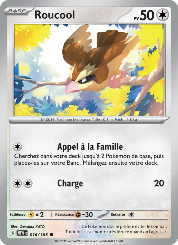 Scan HD carte Pokémon Roucool 016/165 — 151