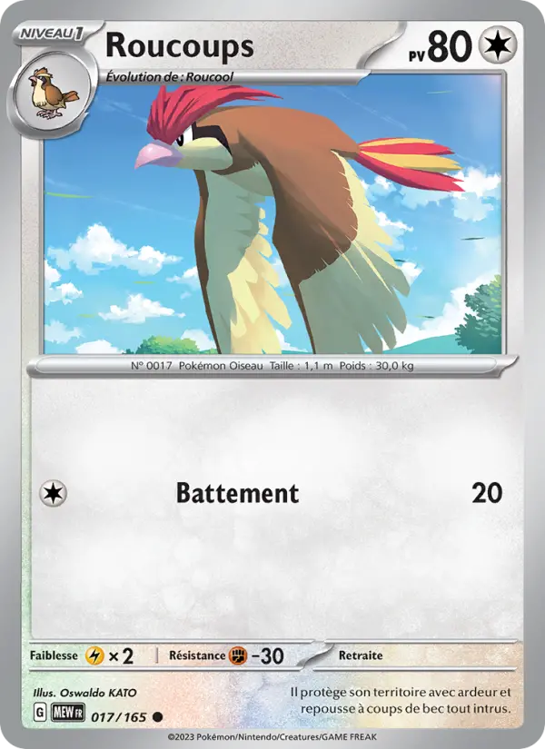 Scan HD carte Pokémon Roucoups 017/165 — 151