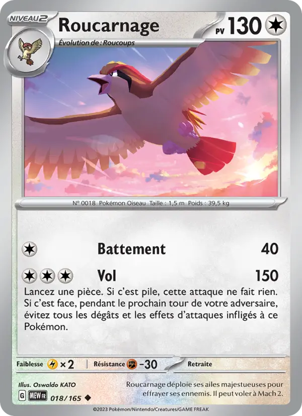 Scan HD carte Pokémon Roucarnage 018/165 — 151