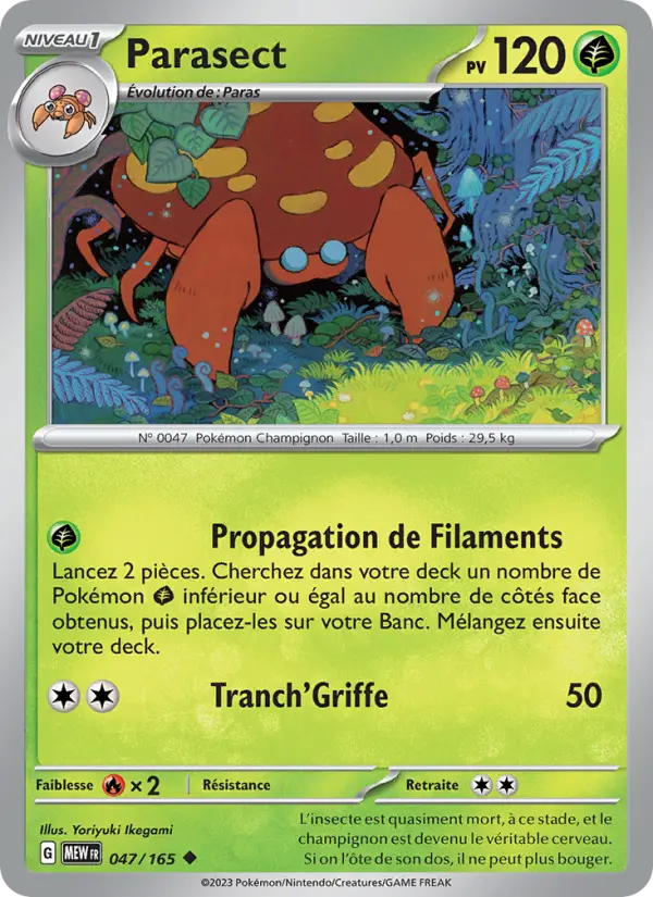 Scan HD carte Pokémon Parasect 047/165 — 151