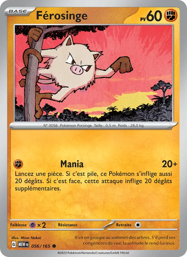 Scan HD carte Pokémon Férosinge 056/165 — 151