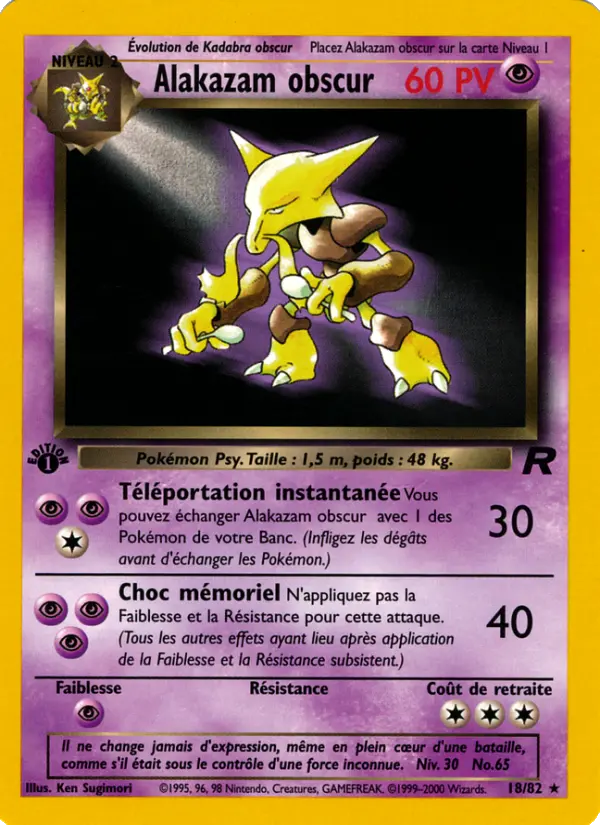 Scan HD carte Pokémon Alakazam obscur 18/82 — Team Rocket
