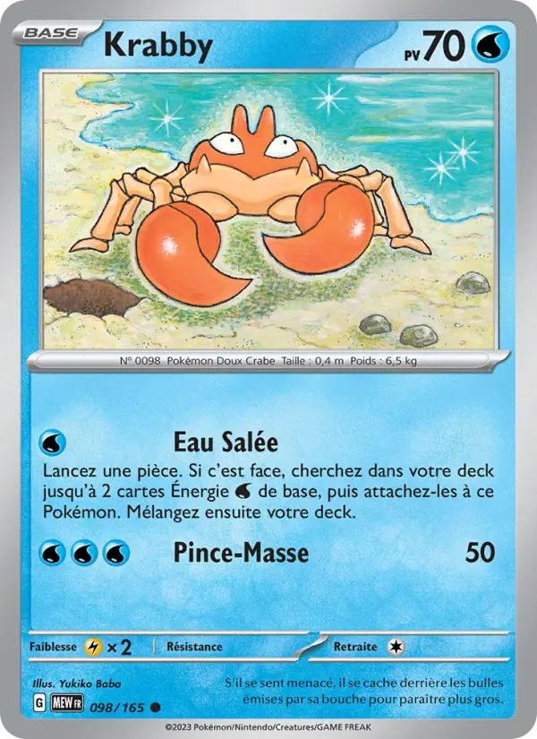 Scan HD carte Pokémon Krabby 098/165 — 151