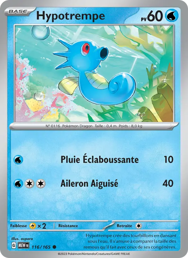 Scan HD carte Pokémon Hypotrempe 116/165 — 151