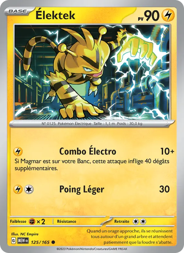 Scan HD carte Pokémon Élektek 125/165 — 151