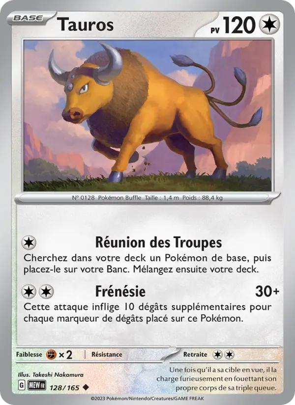 Scan HD carte Pokémon Tauros 128/165 — 151