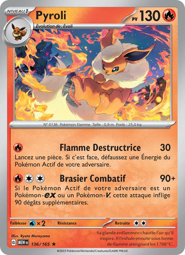 Scan HD carte Pokémon Pyroli 136/165 — 151