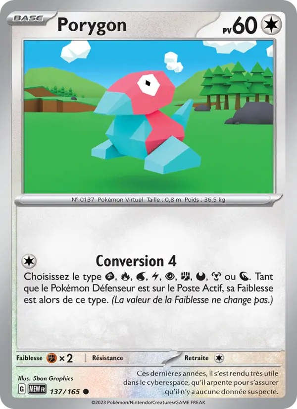 Scan HD carte Pokémon Porygon 137/165 — 151