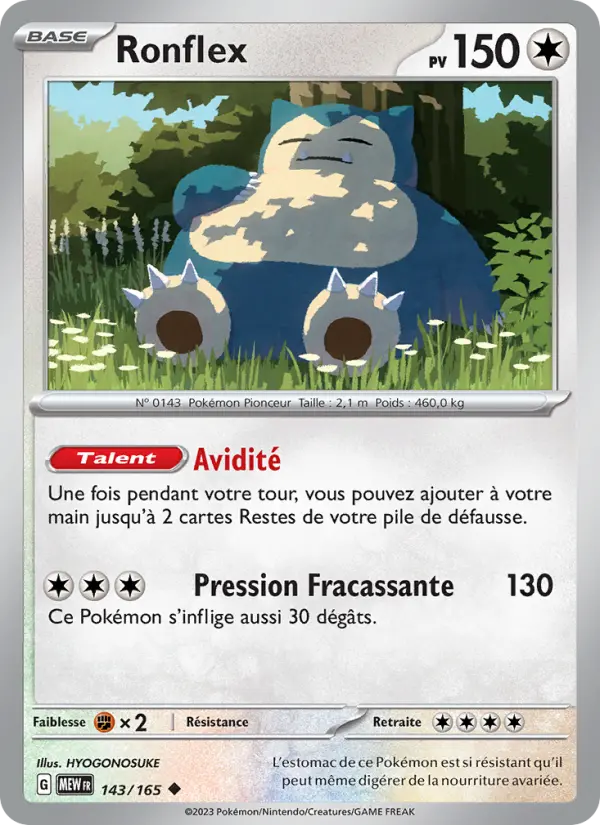 Scan HD carte Pokémon Ronflex 143/165 — 151