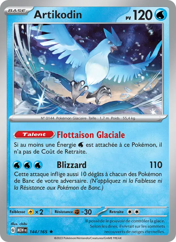 Scan HD carte Pokémon Artikodin 144/165 — 151