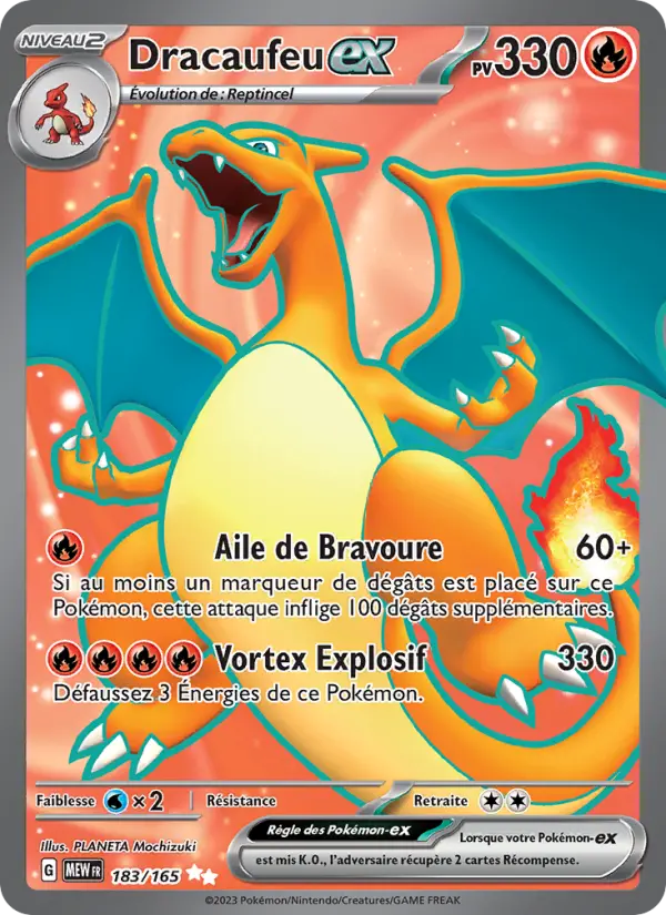 Scan HD carte Pokémon Dracaufeu-ex 183/165 — 151