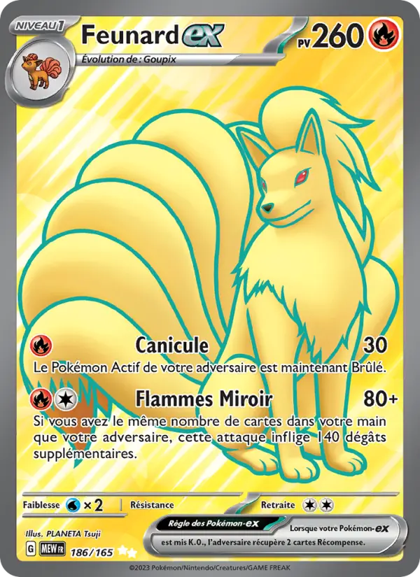 Scan HD carte Pokémon Feunard-ex 186/165 — 151
