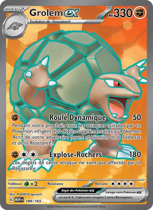 Scan HD carte Pokémon Grolem-ex 189/165 — 151