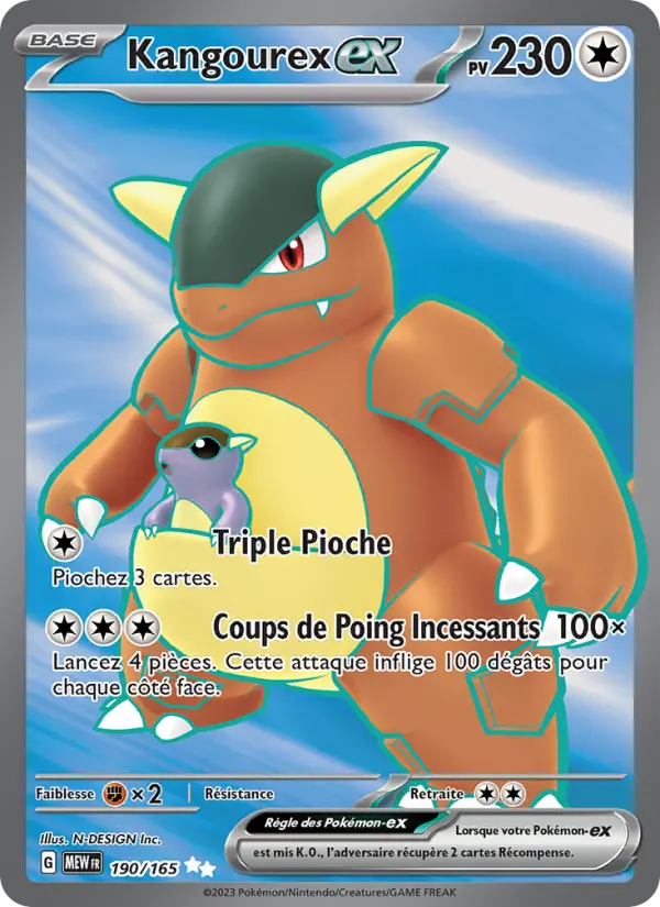 Scan HD carte Pokémon Kangourex-ex 190/165 — 151