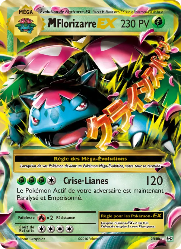 Scan HD carte Pokémon M-Florizarre EX 2/108 — Évolutions