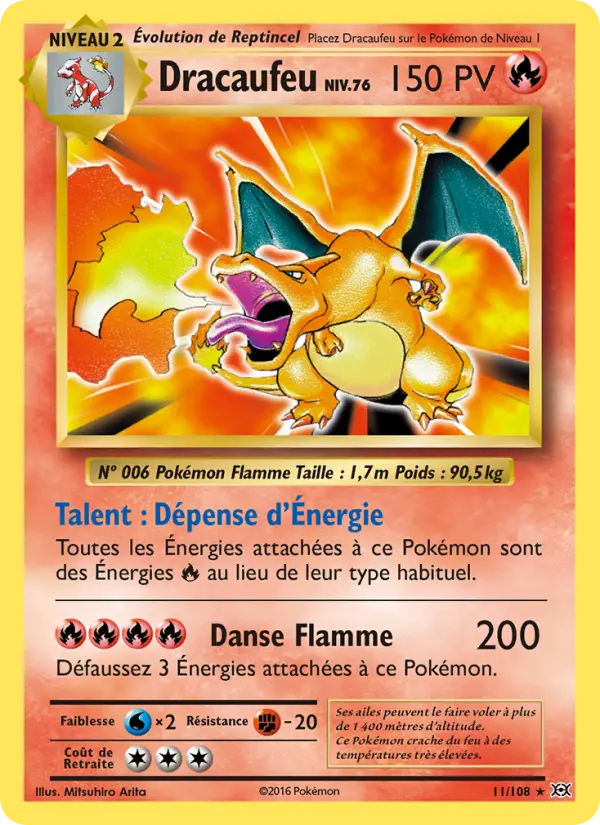 Scan HD carte Pokémon Dracaufeu 11/108 — Évolutions
