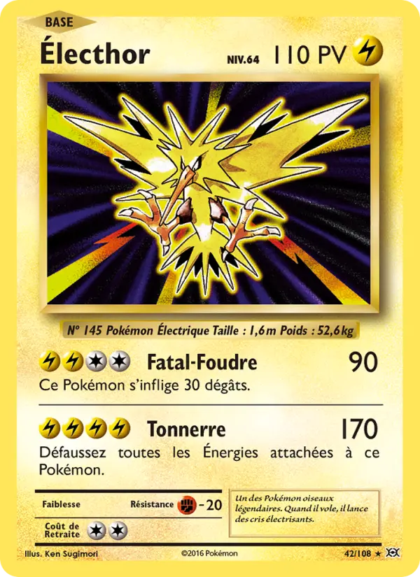 Scan HD carte Pokémon Électhor 42/108 — Évolutions