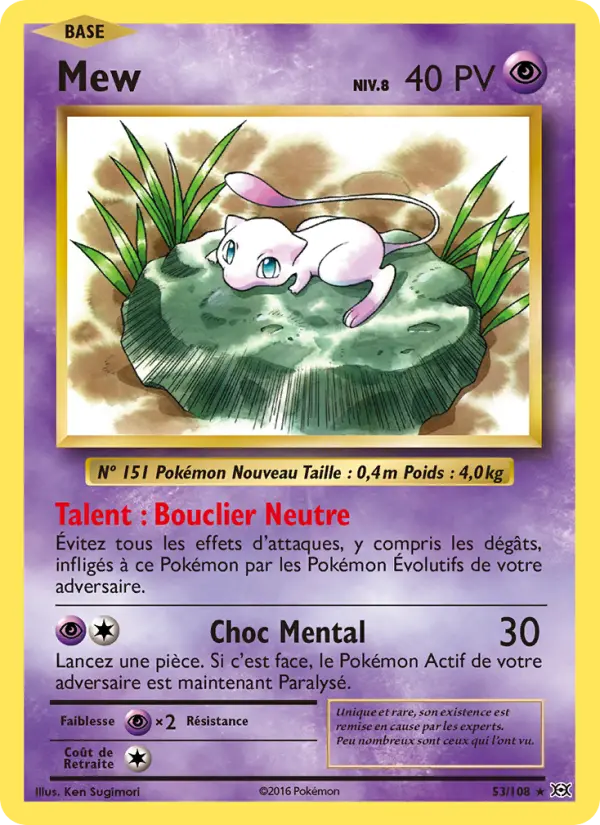 Scan HD carte Pokémon Mew 53/108 — Évolutions
