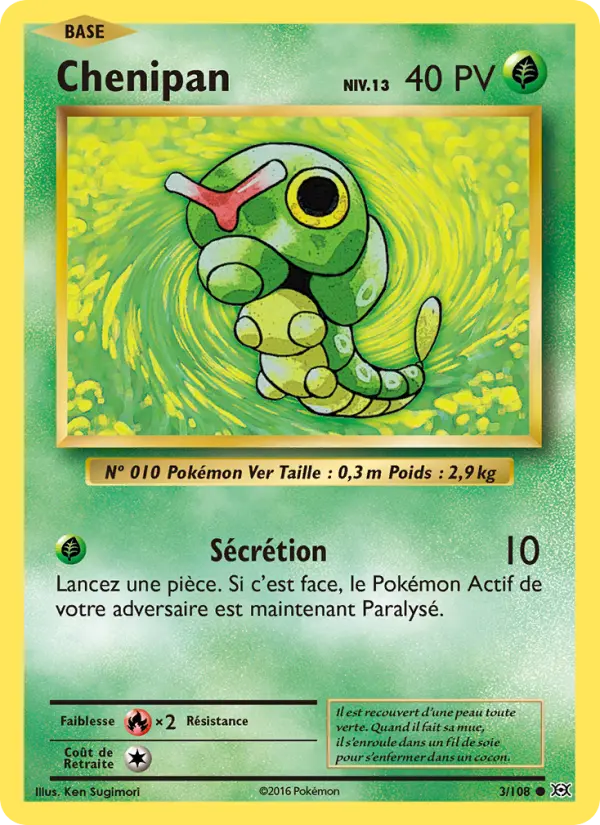 Scan HD carte Pokémon Chenipan 3/108 — Évolutions