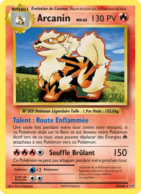 Scan HD carte Pokémon Arcanin 18/108 — Évolutions