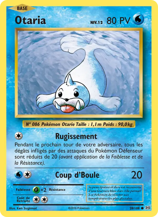 Scan HD carte Pokémon Otaria 28/108 — Évolutions