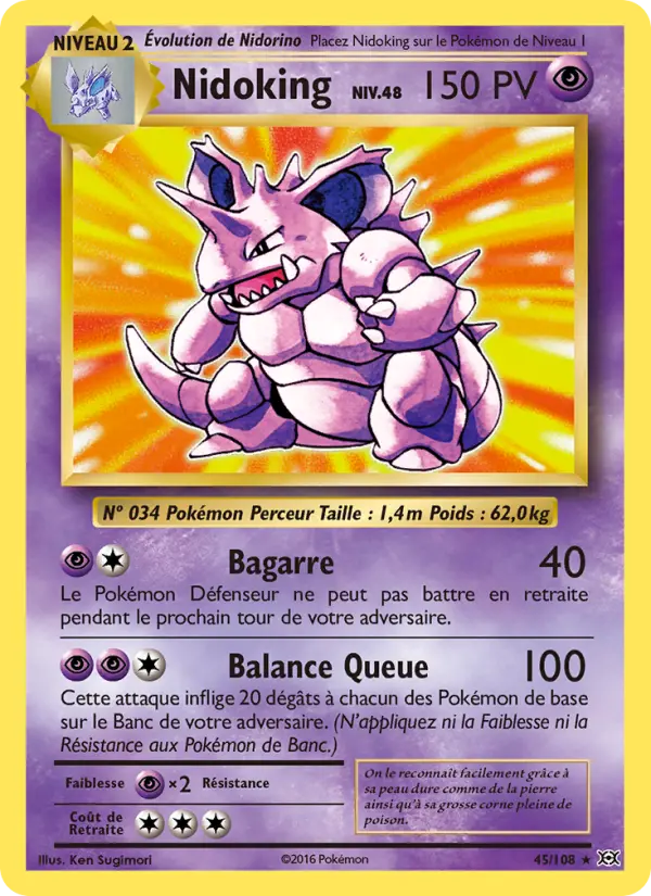 Scan HD carte Pokémon Nidoking 45/108 — Évolutions