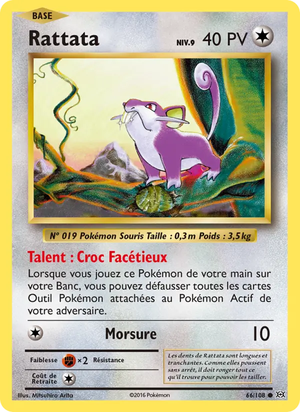 Scan HD carte Pokémon Rattata 66/108 — Évolutions