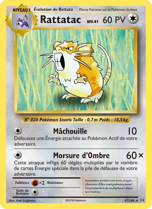 Scan HD carte Pokémon Rattatac 67/108 — Évolutions