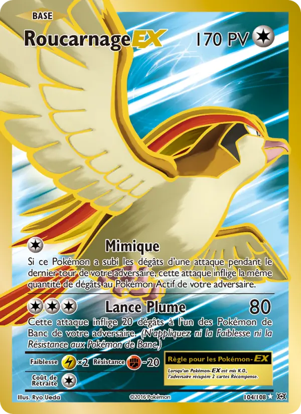 Scan HD carte Pokémon Roucarnage EX 104/108 — Évolutions