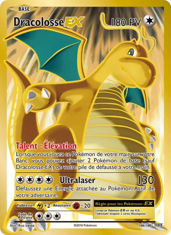 Scan HD carte Pokémon Dracolosse EX 106/108 — Évolutions