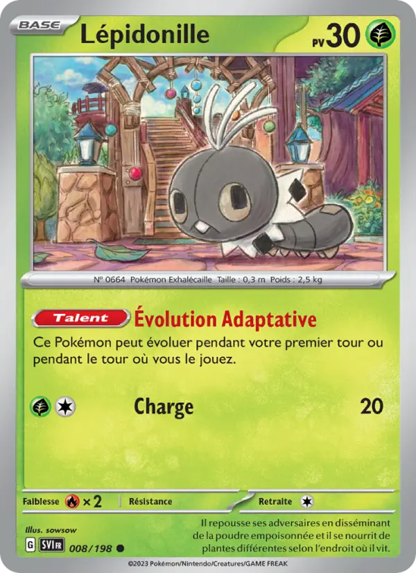 Scan HD carte Pokémon Lépidonille 008/198 — Écarlate et Violet