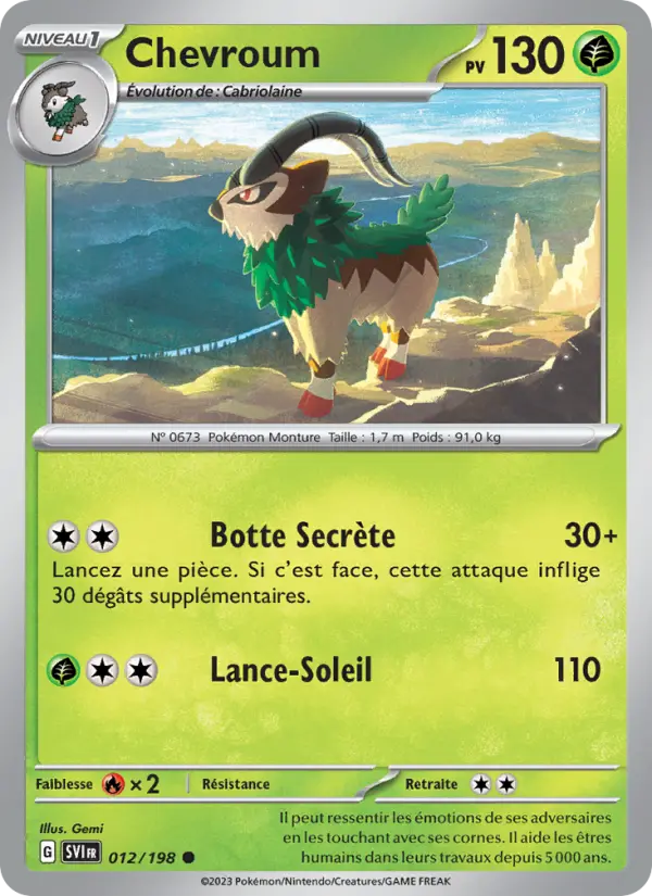 Scan HD carte Pokémon Chevroum 012/198 — Écarlate et Violet