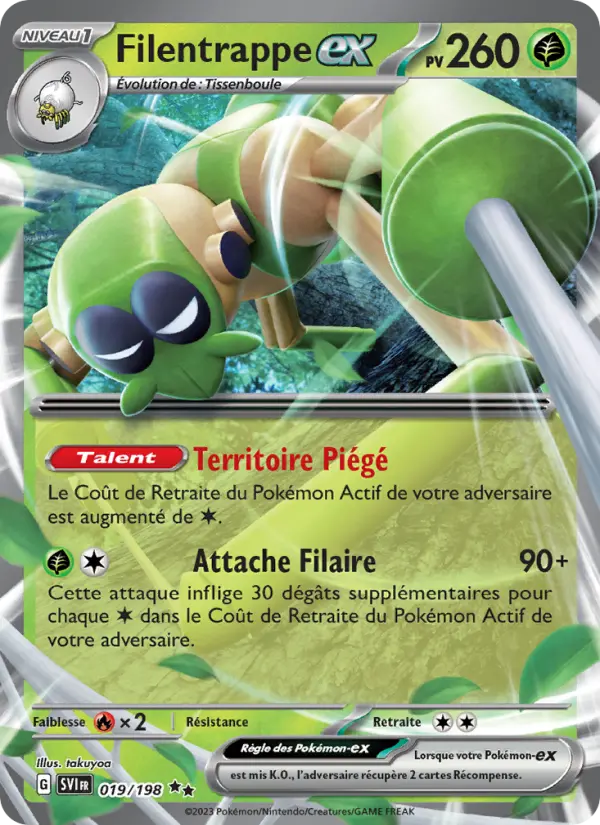 Scan HD carte Pokémon Filentrappe-ex 019/198 — Écarlate et Violet