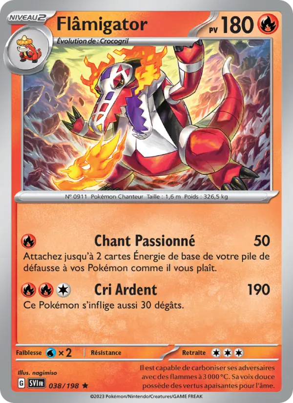 Scan HD carte Pokémon Flâmigator 038/198 — Écarlate et Violet