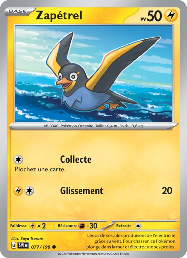 Scan HD carte Pokémon Zapétrel 077/198 — Écarlate et Violet
