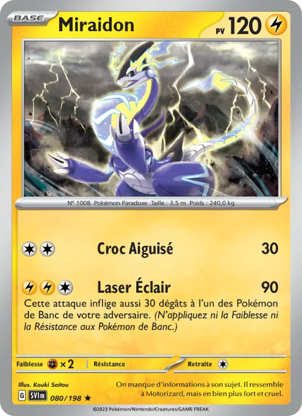 Scan HD carte Pokémon Miraidon 080/198 — Écarlate et Violet