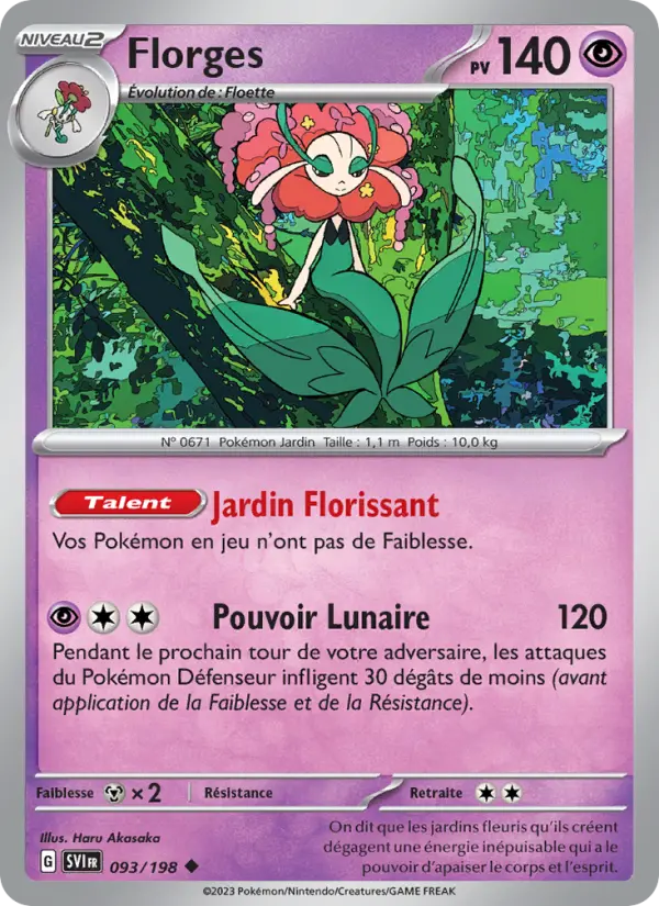 Scan HD carte Pokémon Florges 093/198 — Écarlate et Violet