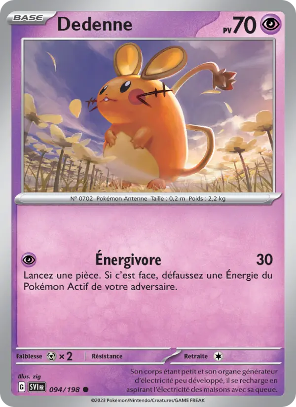 Scan HD carte Pokémon Dedenne 094/198 — Écarlate et Violet
