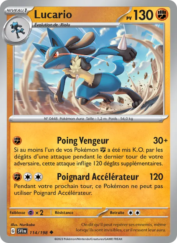 Scan HD carte Pokémon Lucario 114/198 — Écarlate et Violet