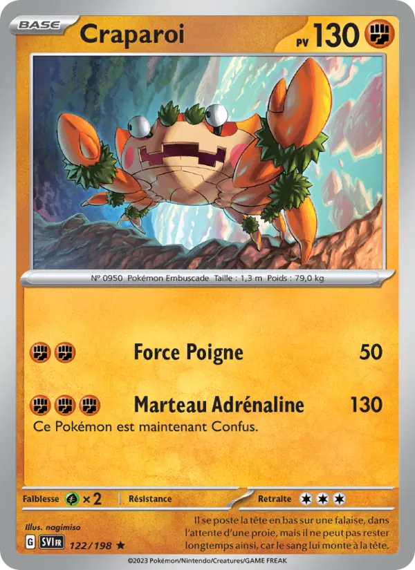 Scan HD carte Pokémon Craparoi 122/198 — Écarlate et Violet